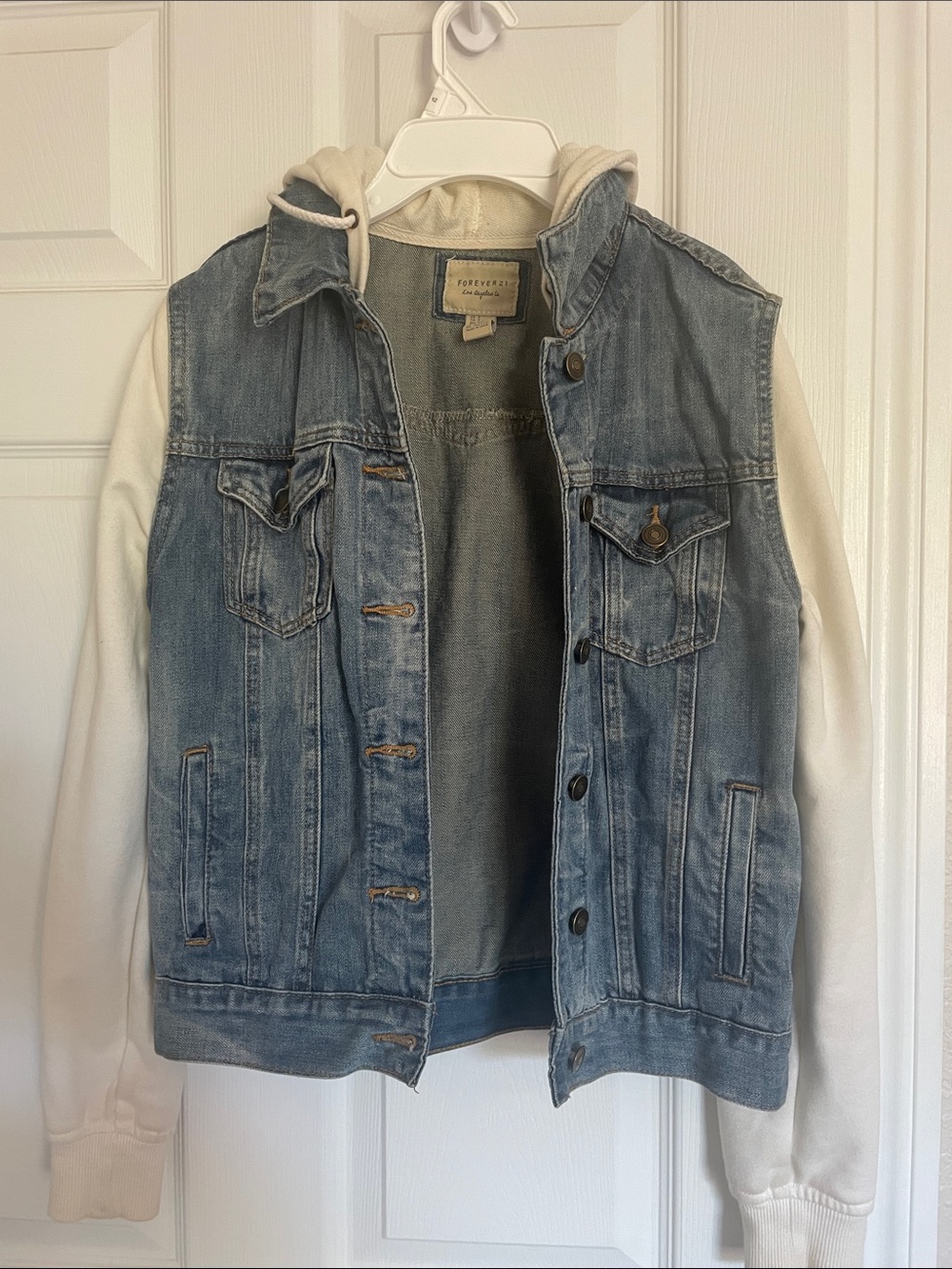 Forever 21 Denim Jacket with Hoodie Sleeves